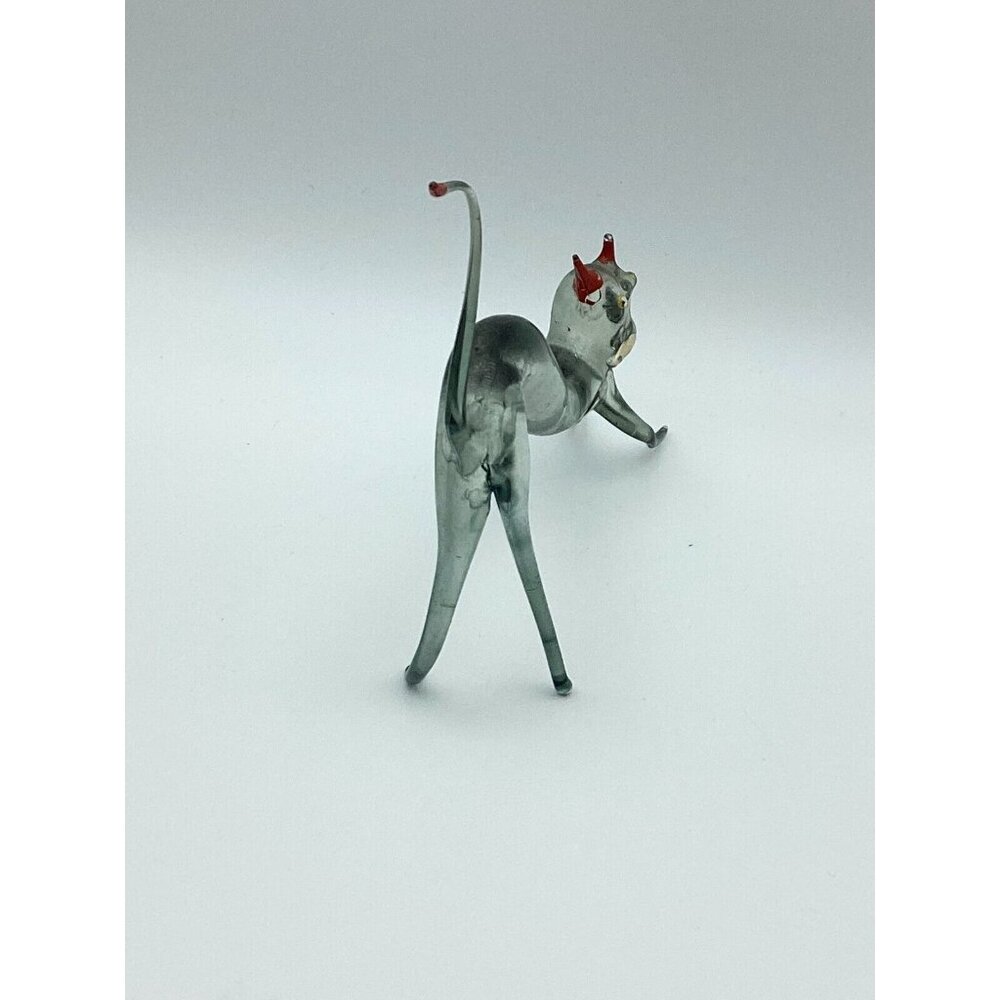 Vintage Cat  Arched Back Pouncing Figurine Hand Blown Art Glass - Picture 3 of 7